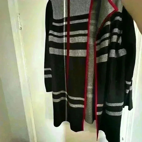 Kasper Edge To Edge Plaid Open-Front Cardigan. Size L. Lots of stretch. - Picture 7 of 12